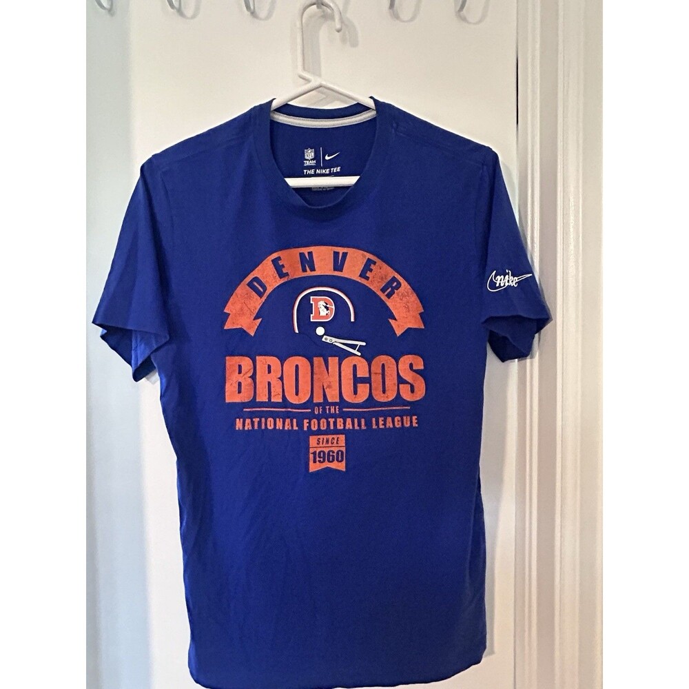 Mens NFL The Nike Tee Denver Broncos Size Small Blue Orange T-Shirt